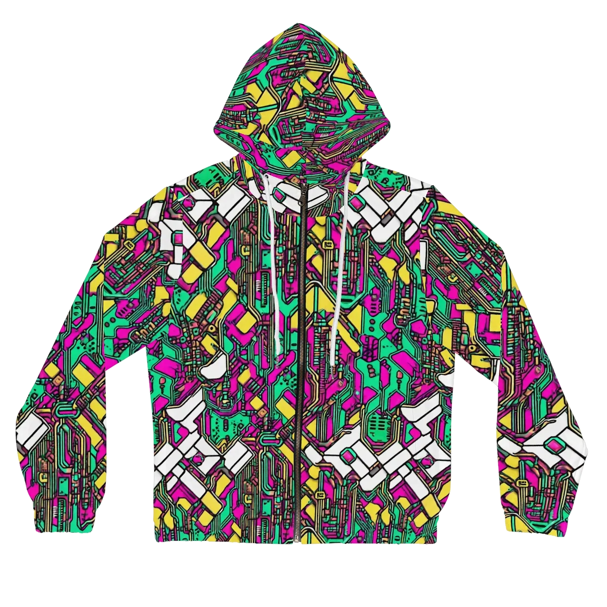 Synthwave Wiring on Women's Full-Zip Hoodie — Front