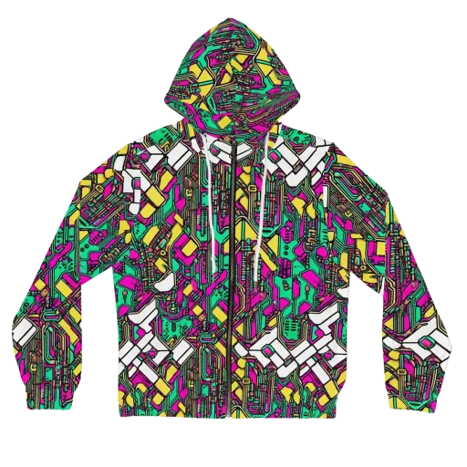 Synthwave Wiring on a Women's Full-Zip Hoodie