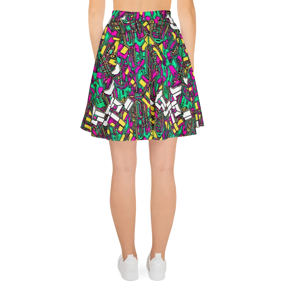 Synthwave Wiring on Skater Skirt — Back