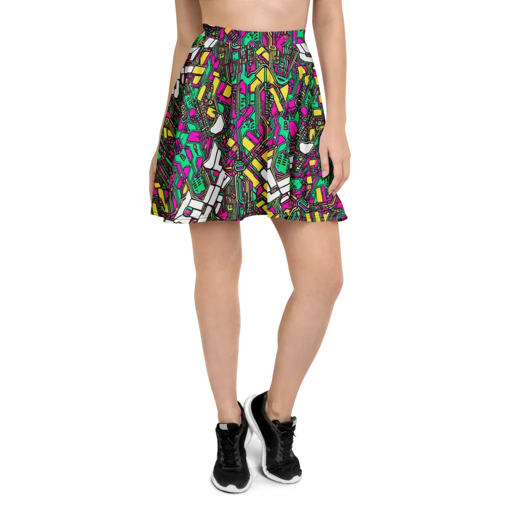 Synthwave Wiring on Skater Skirt — Front