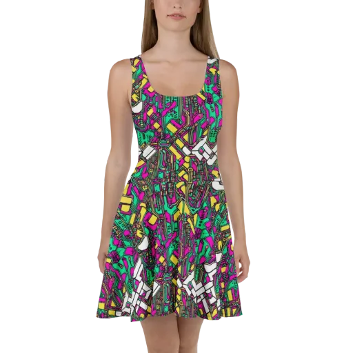 Synthwave Wiring on a Skater Dress