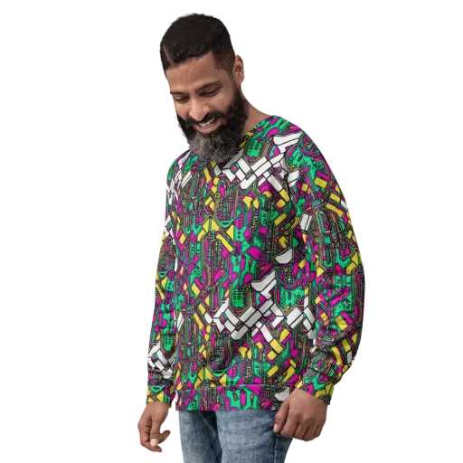 Synthwave Wiring on a Sweatshirt