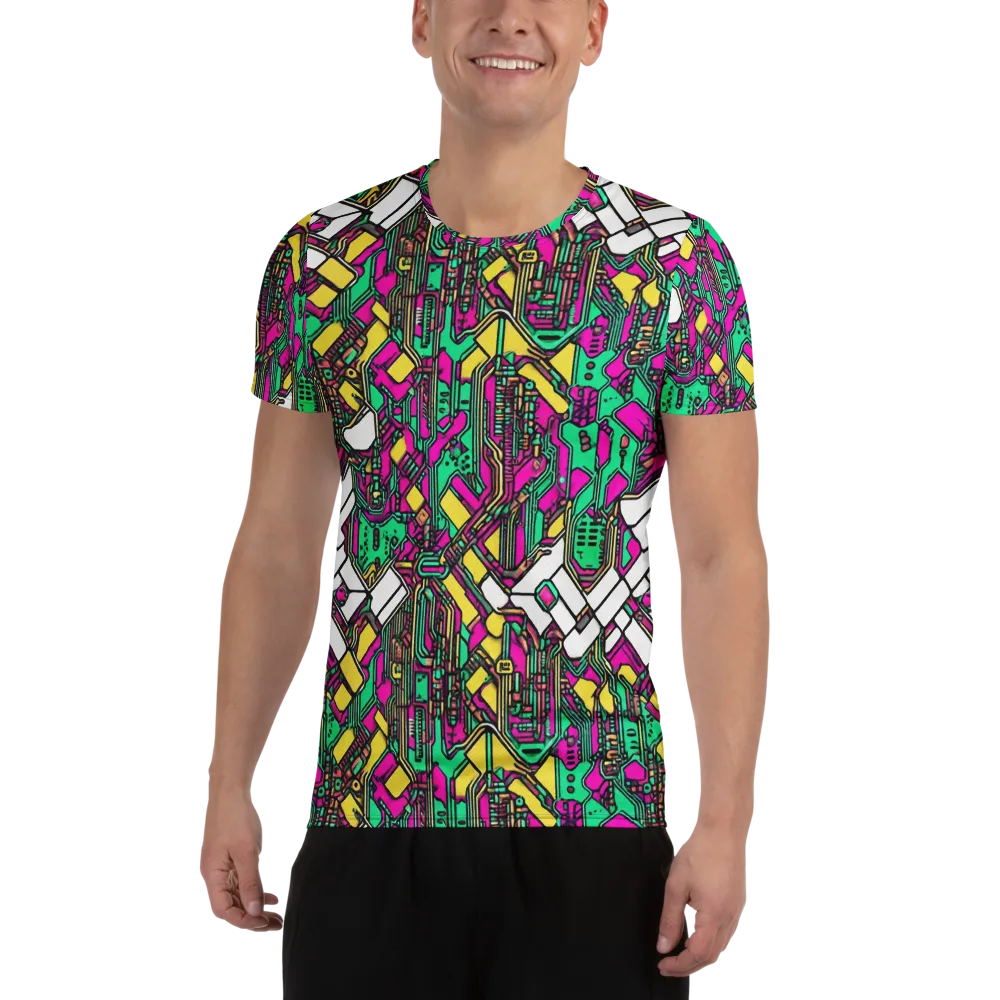 Synthwave Wiring on Men's Athletic T-Shirt — Front