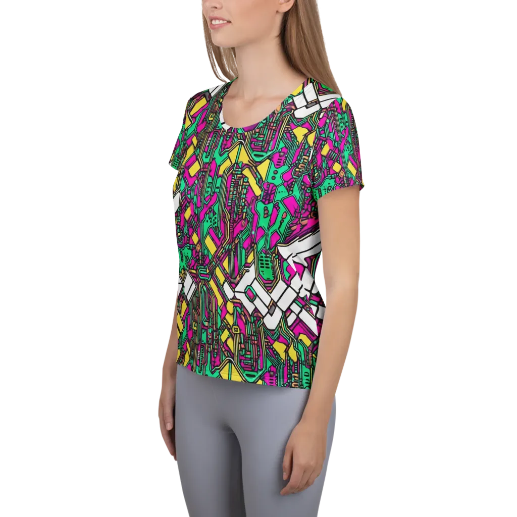 Synthwave Wiring on Women's Athletic T-Shirt — Left
