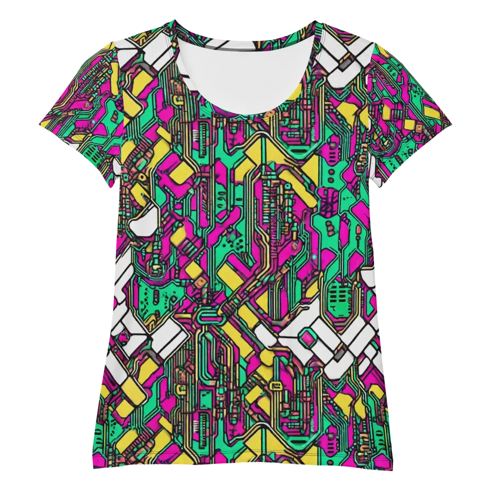 Synthwave Wiring on Women's Athletic T-Shirt — Front