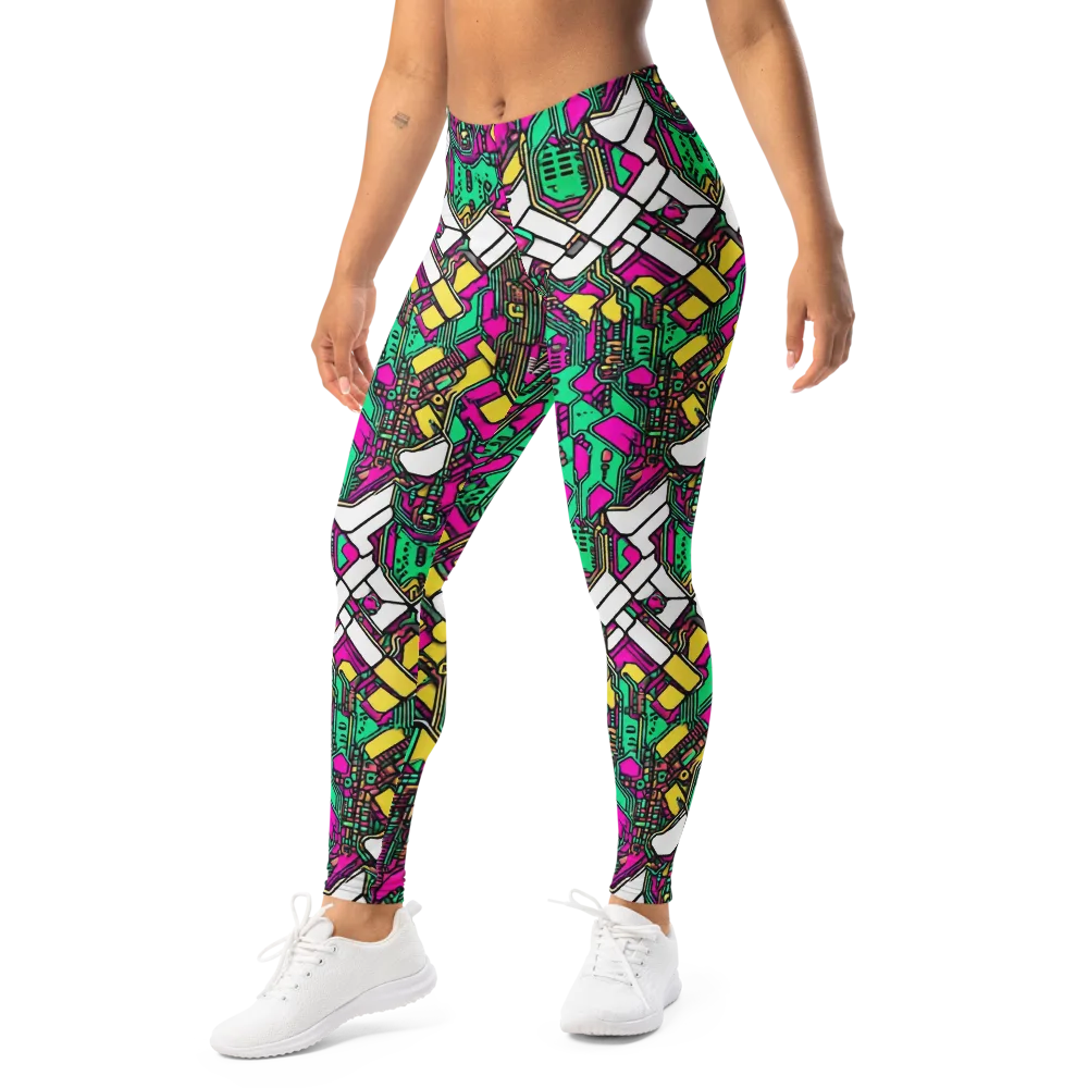 Synthwave Wiring on Leggings — Left Front