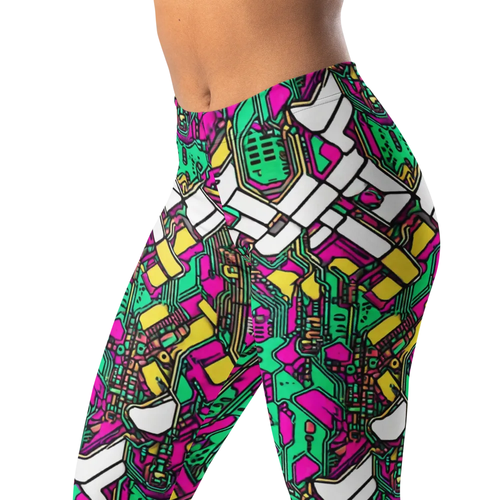 Synthwave Wiring on Leggings — Left Front