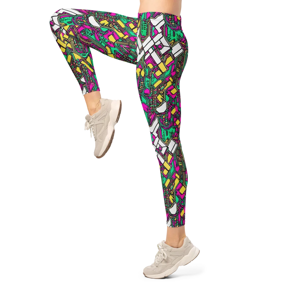 Synthwave Wiring on Leggings — Left