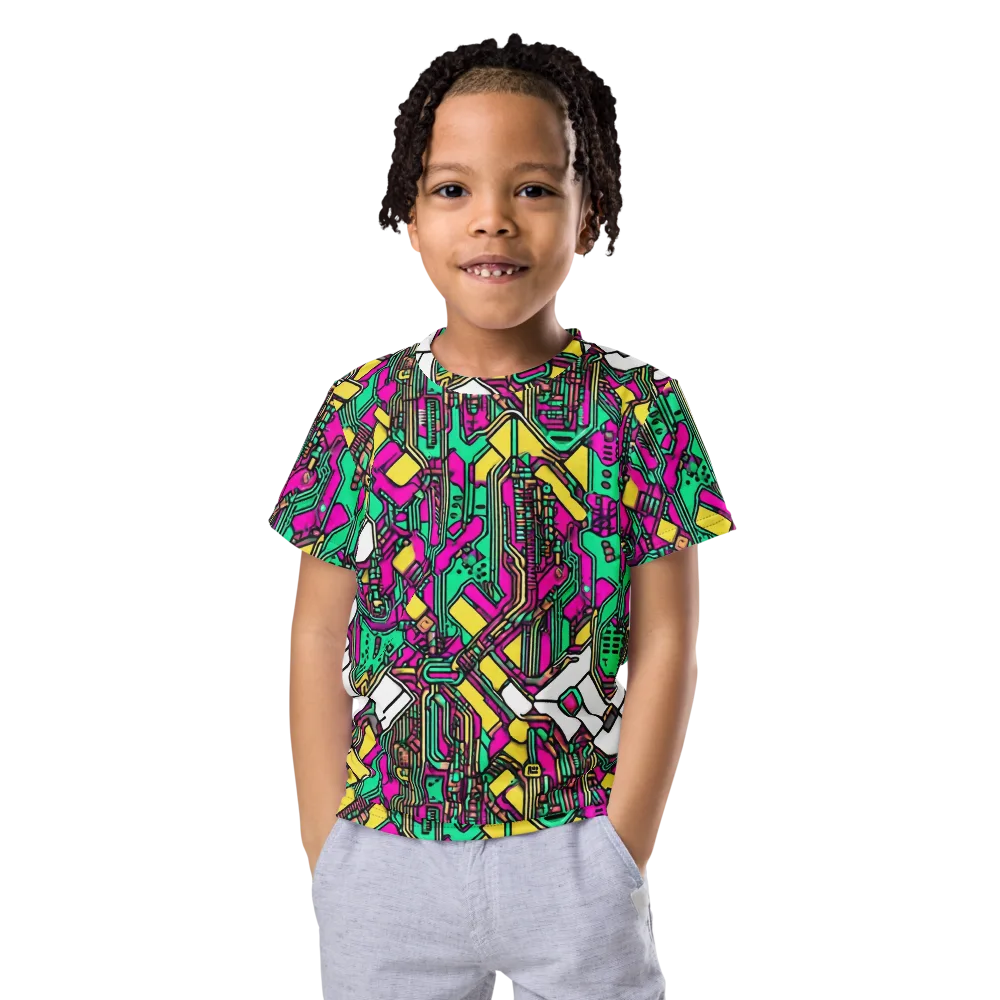 Synthwave Wiring on Kids Crew Neck T-Shirt — Front