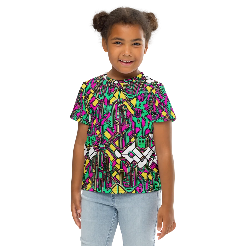 Synthwave Wiring on Kids Crew Neck T-Shirt — Front