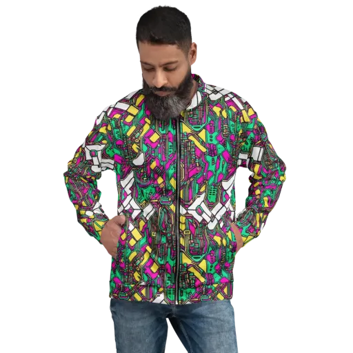 Synthwave Wiring on a Bomber Jacket