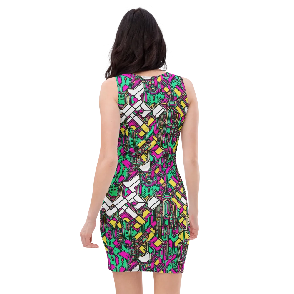 Synthwave Wiring on Bodycon Dress — Back