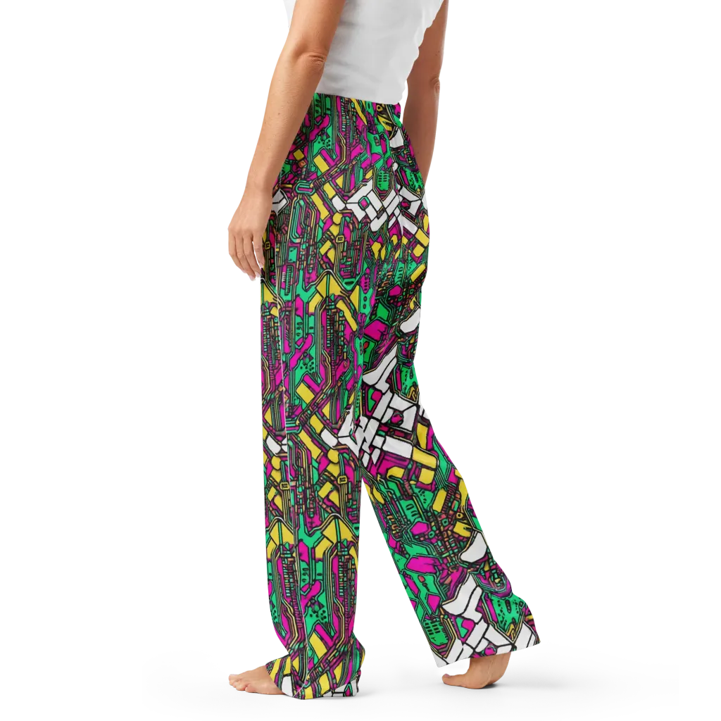 Synthwave Wiring on Women's Pajama Pants — Left
