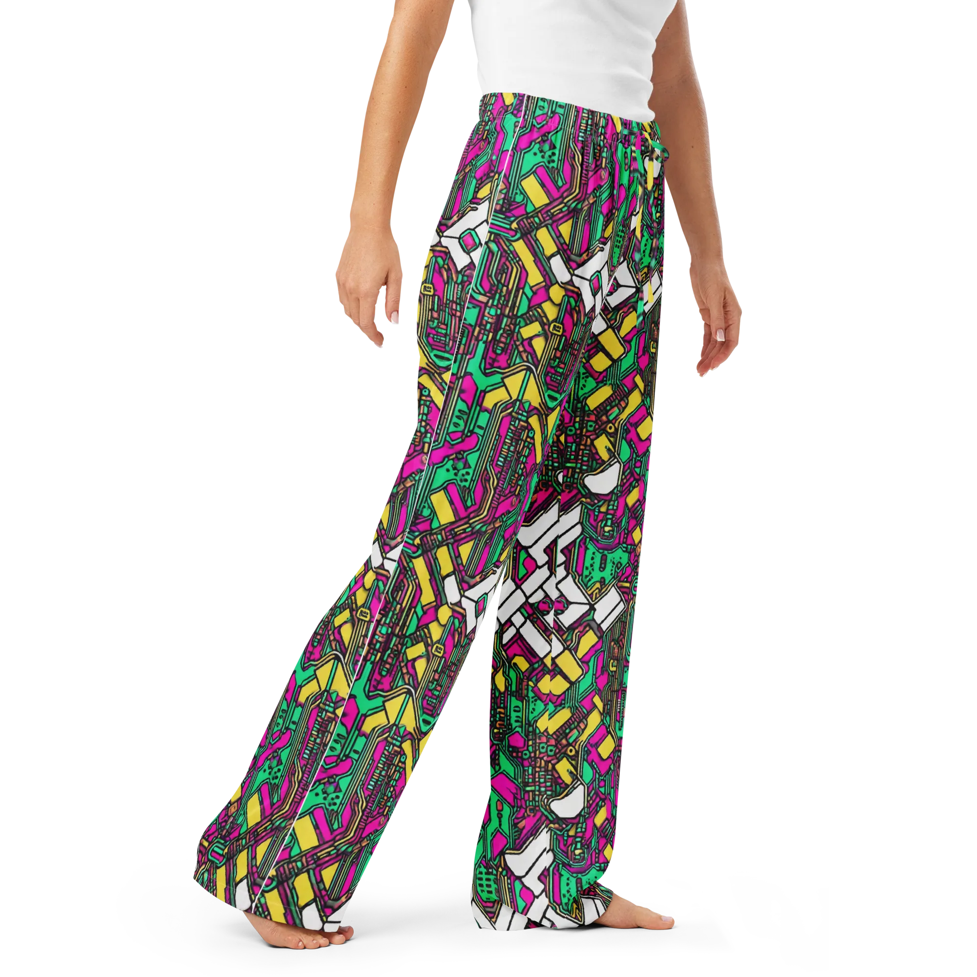 Synthwave Wiring on Women's Pajama Pants — Right Front