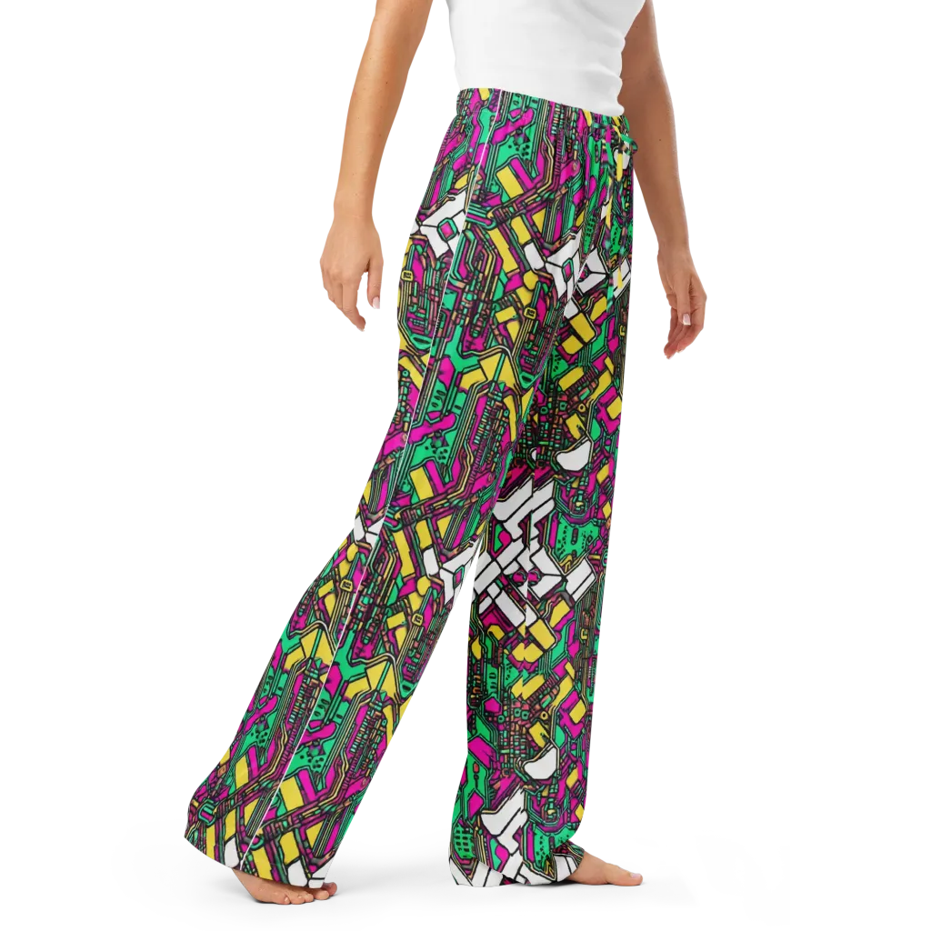 Synthwave Wiring on Women's Pajama Pants — Right Front