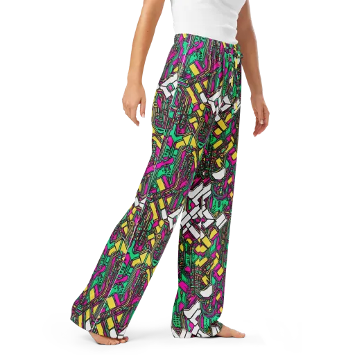 Synthwave Wiring on a Women's Pajama Pants