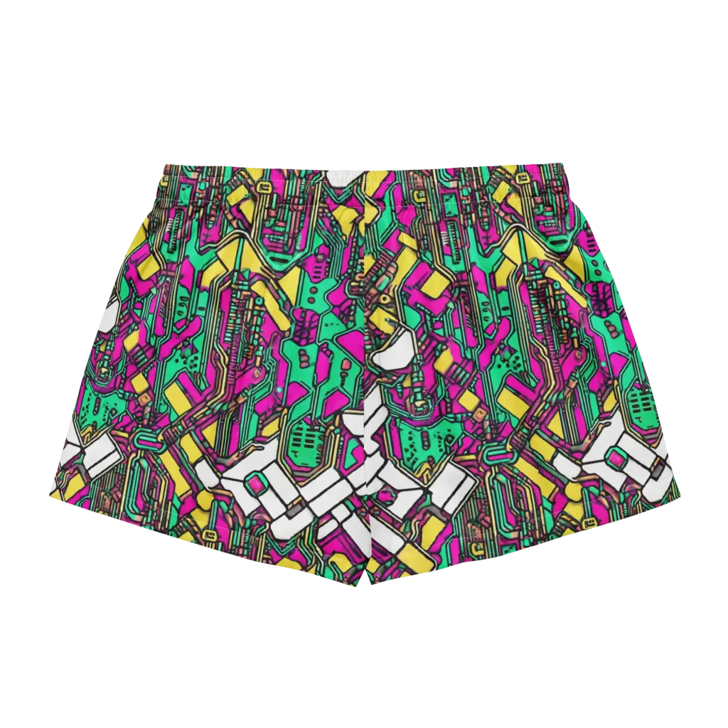 Synthwave Wiring on Women's Pajama Shorts — Back
