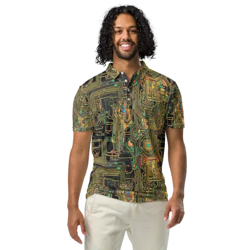 Copper Synapse on a Men's Slim Fit Polo Shirt