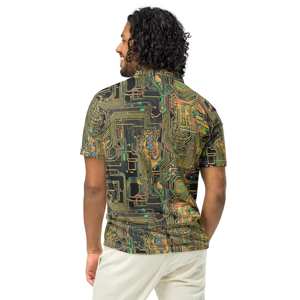 Copper Synapse on Men's Slim Fit Polo Shirt — Back