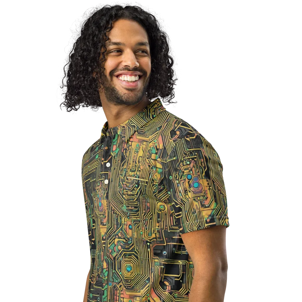 Copper Synapse on Men's Slim Fit Polo Shirt — Left Front