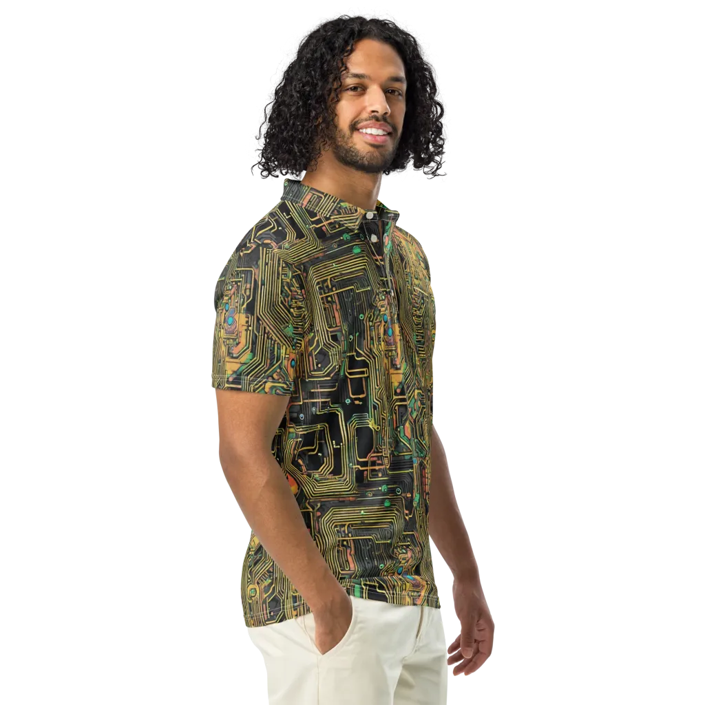 Copper Synapse on Men's Slim Fit Polo Shirt — Right Front