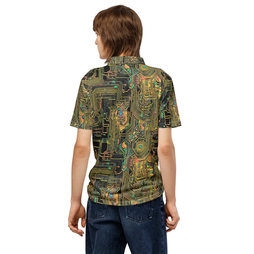 Copper Synapse on Men's Slim Fit Polo Shirt — Back
