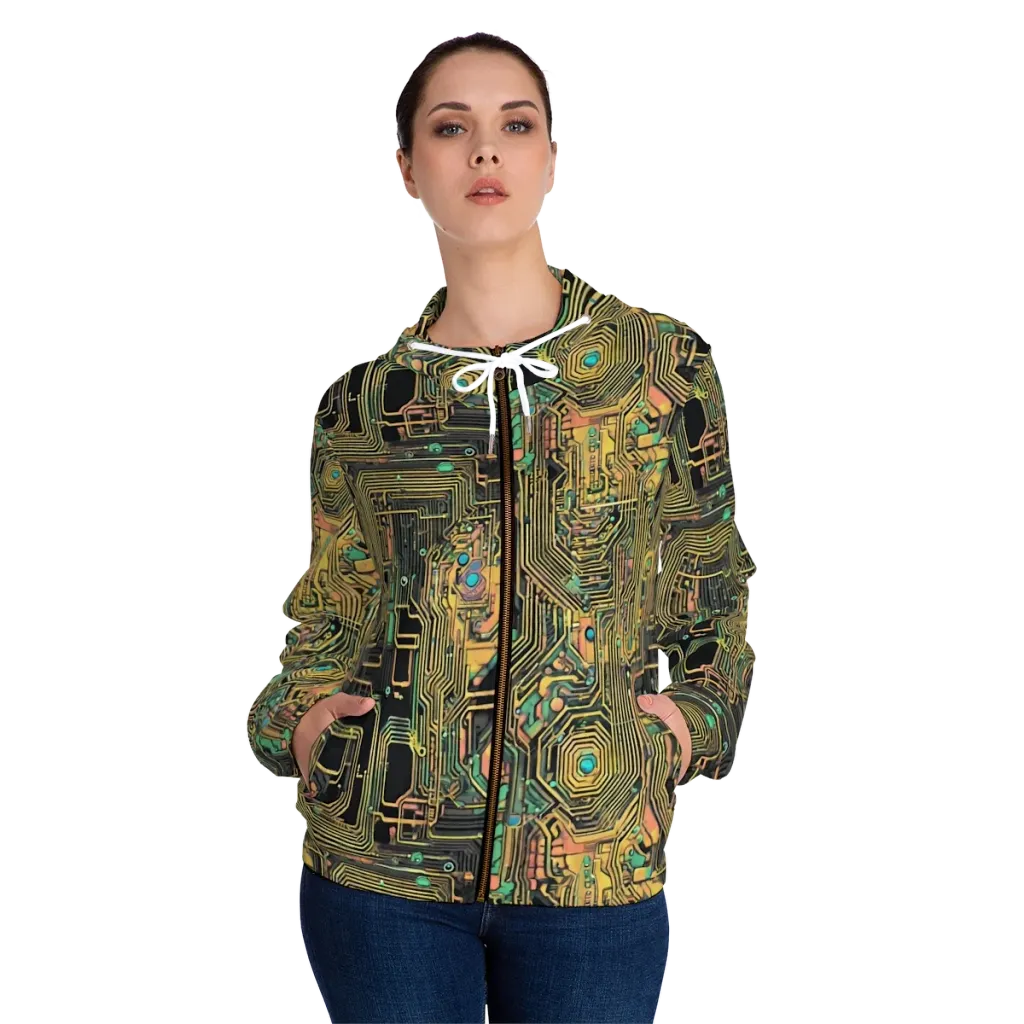 Copper Synapse on Women's Full-Zip Hoodie — Front On Person