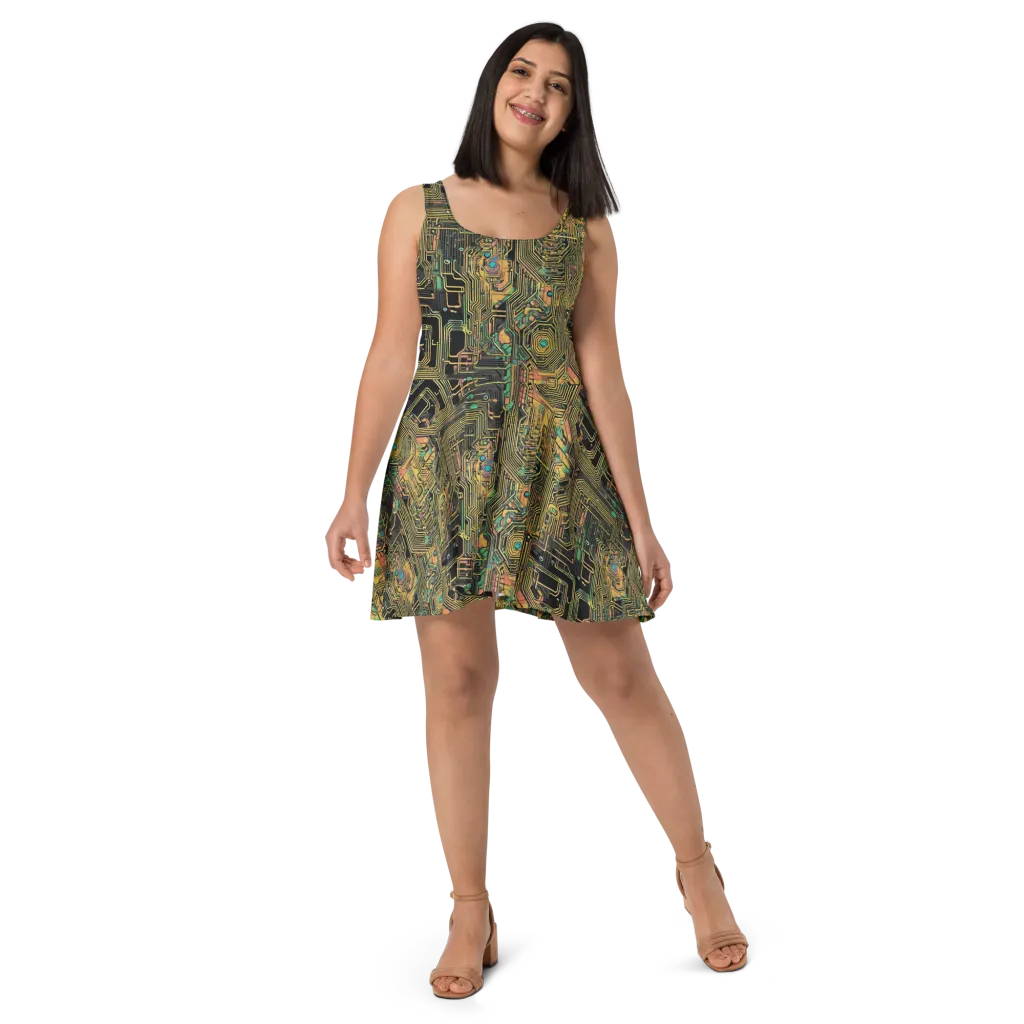 Copper Synapse on Skater Dress — Front
