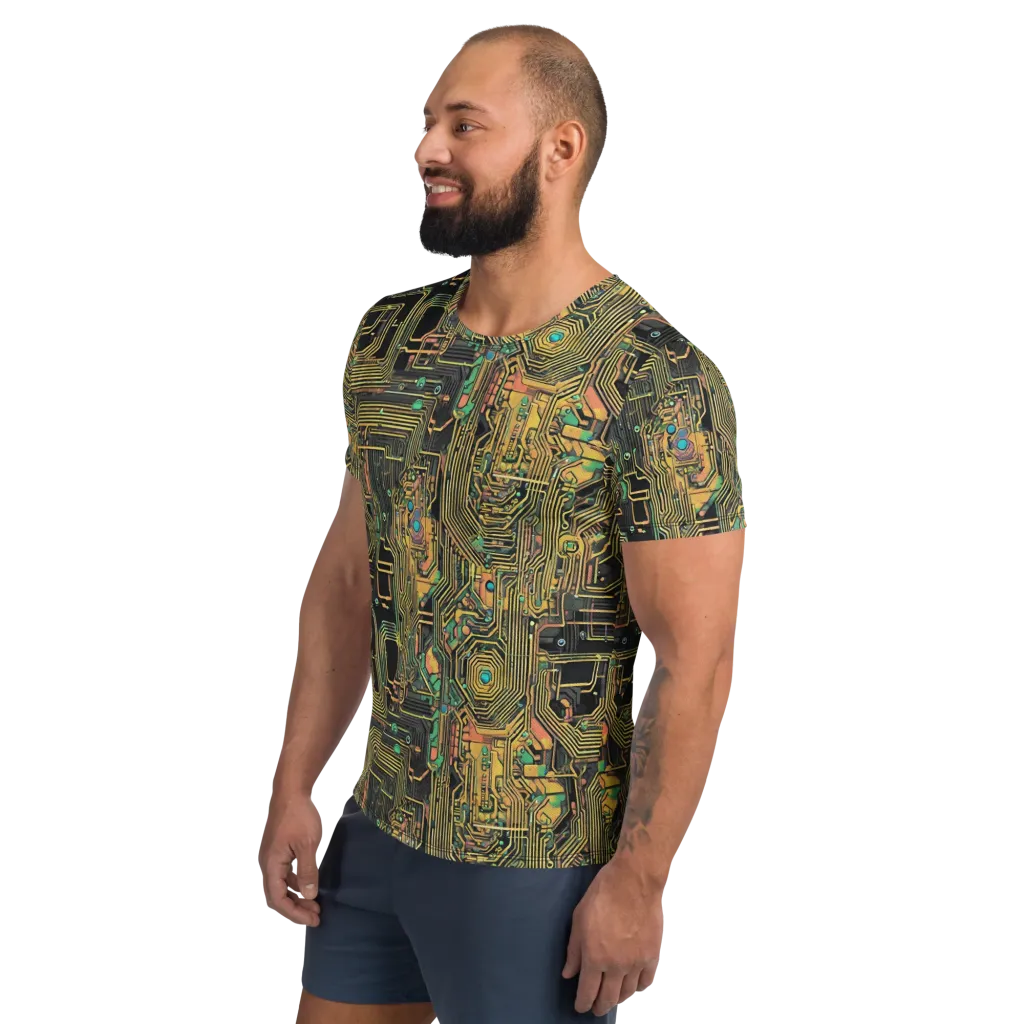 Copper Synapse on Men's Athletic T-Shirt — Left