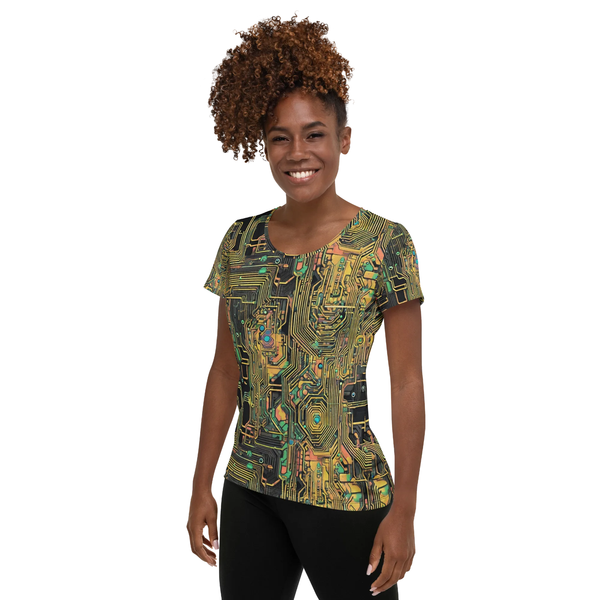 Copper Synapse on Women's Athletic T-Shirt — Left