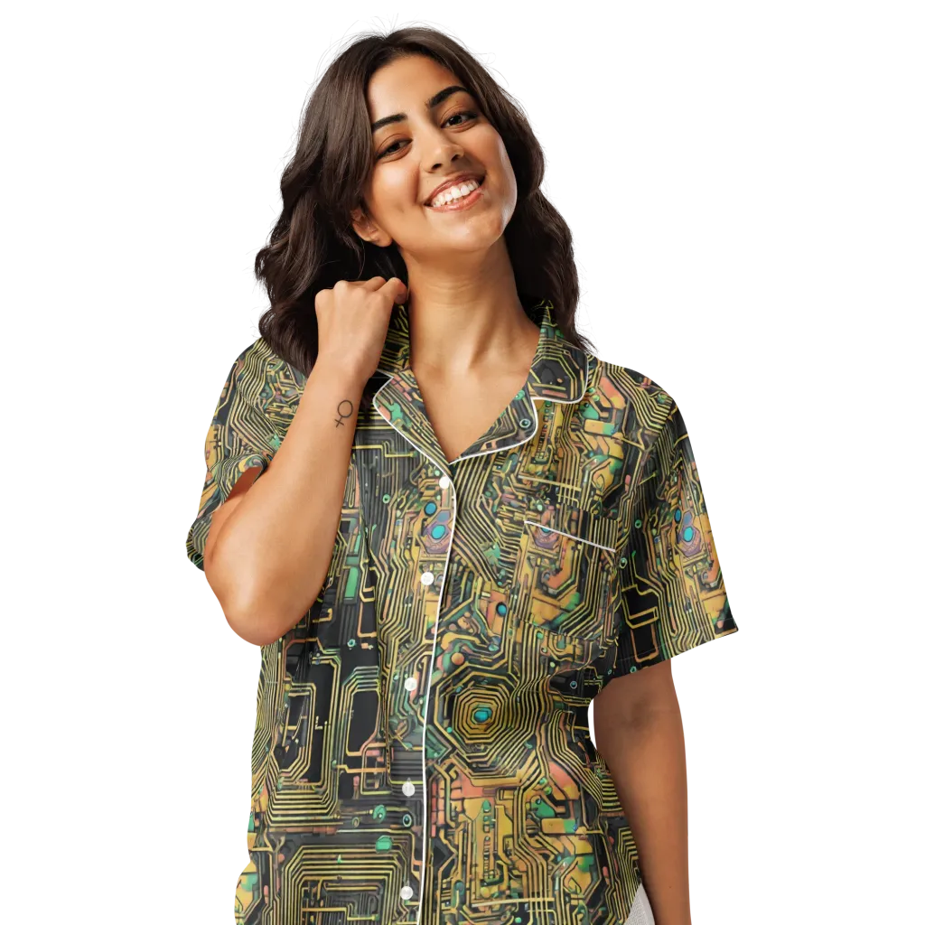 Copper Synapse on Women's Short Sleeve Pajama Top — Front