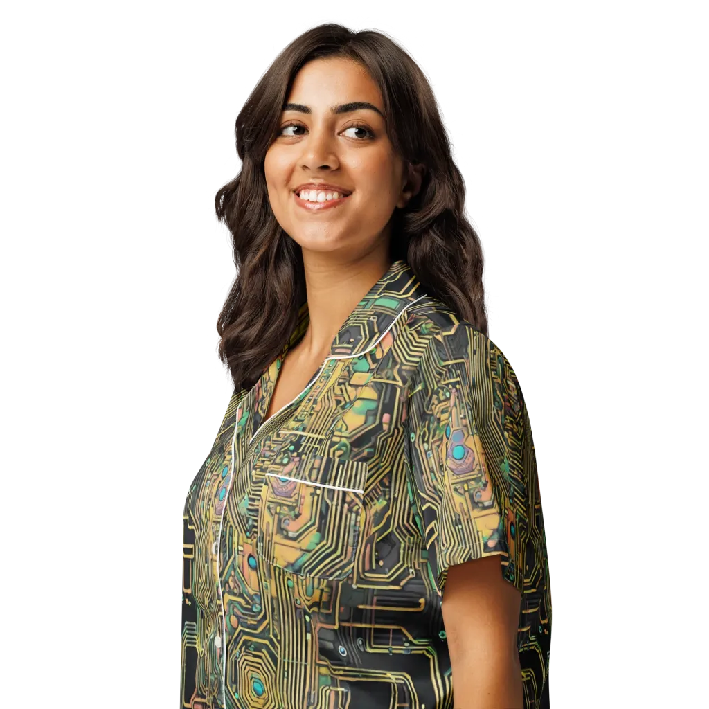 Copper Synapse on Women's Short Sleeve Pajama Top — Left Front