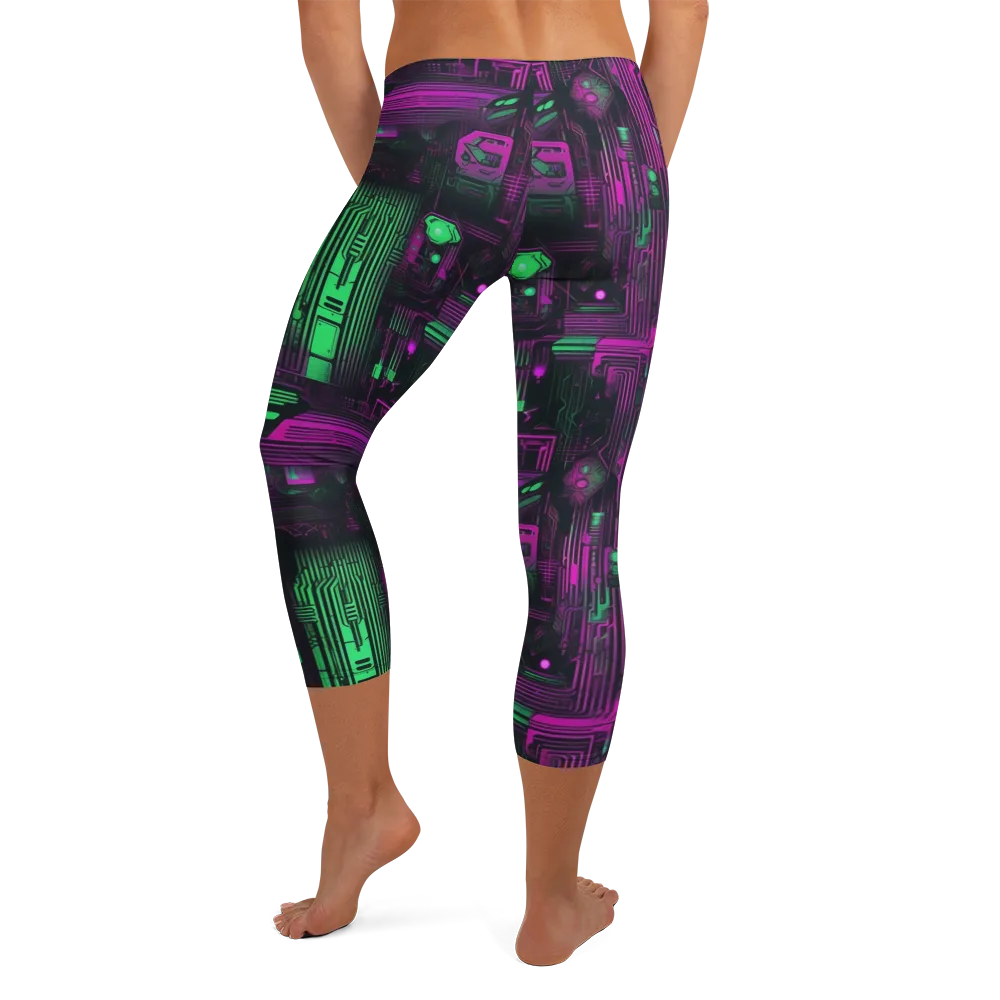 Synthwave Circuit on Capri Leggings — Back