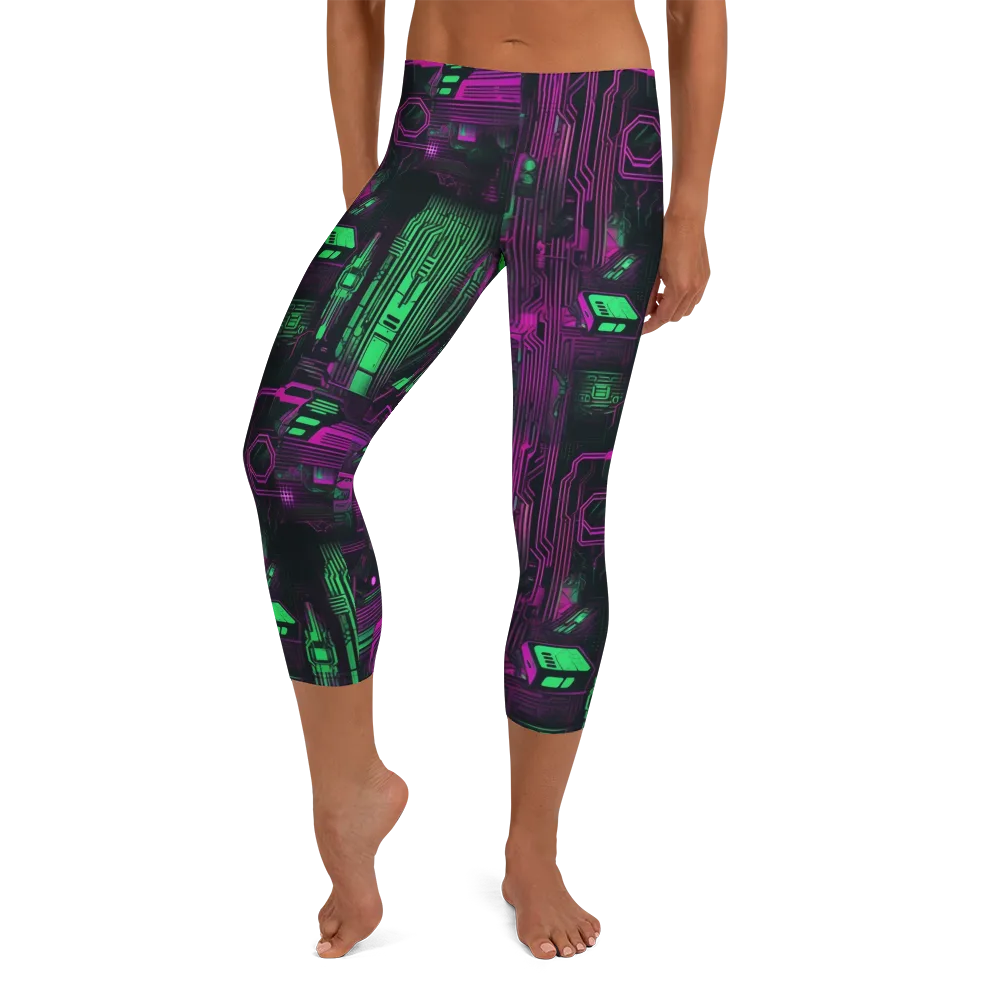 Synthwave Circuit on Capri Leggings — Front