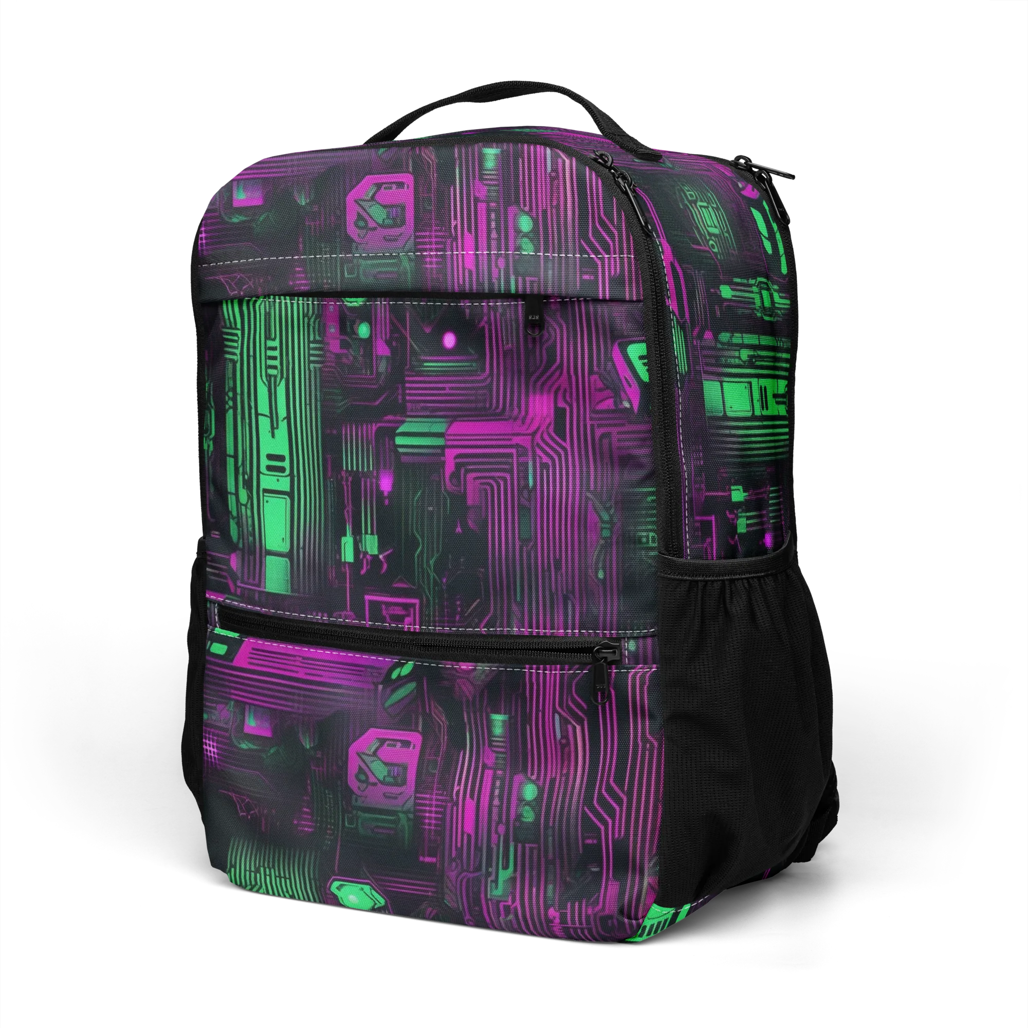 Synthwave Circuit on Utility Backpack — Left Front