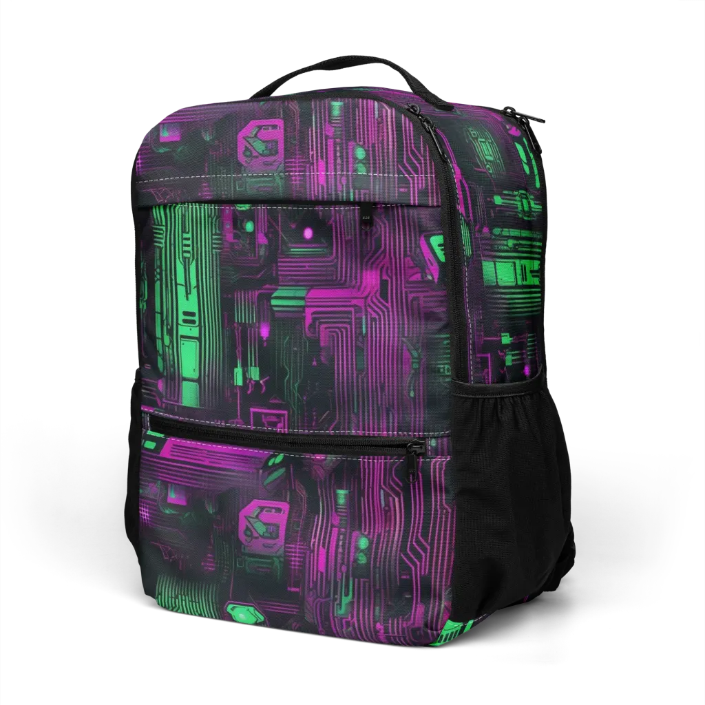 Synthwave Circuit on Utility Backpack — Left Front
