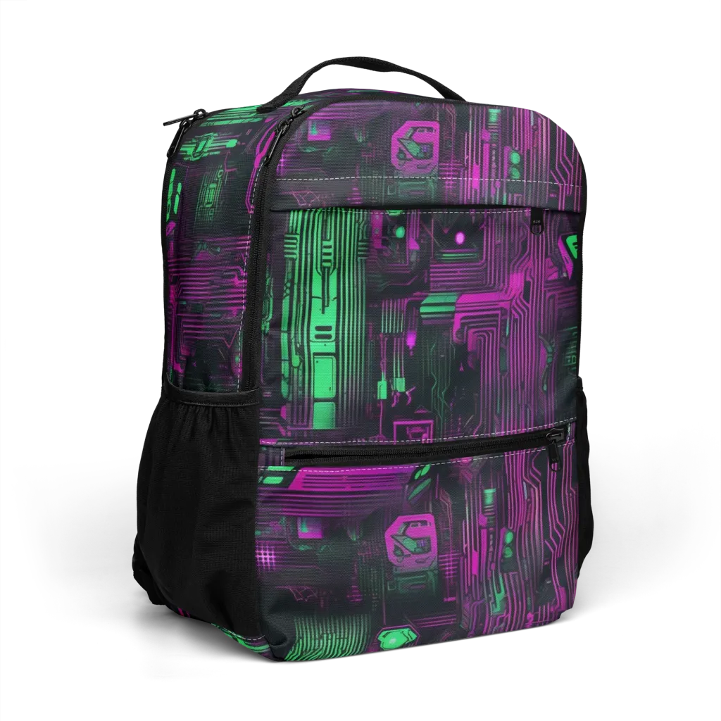 Synthwave Circuit on Utility Backpack — Right Front