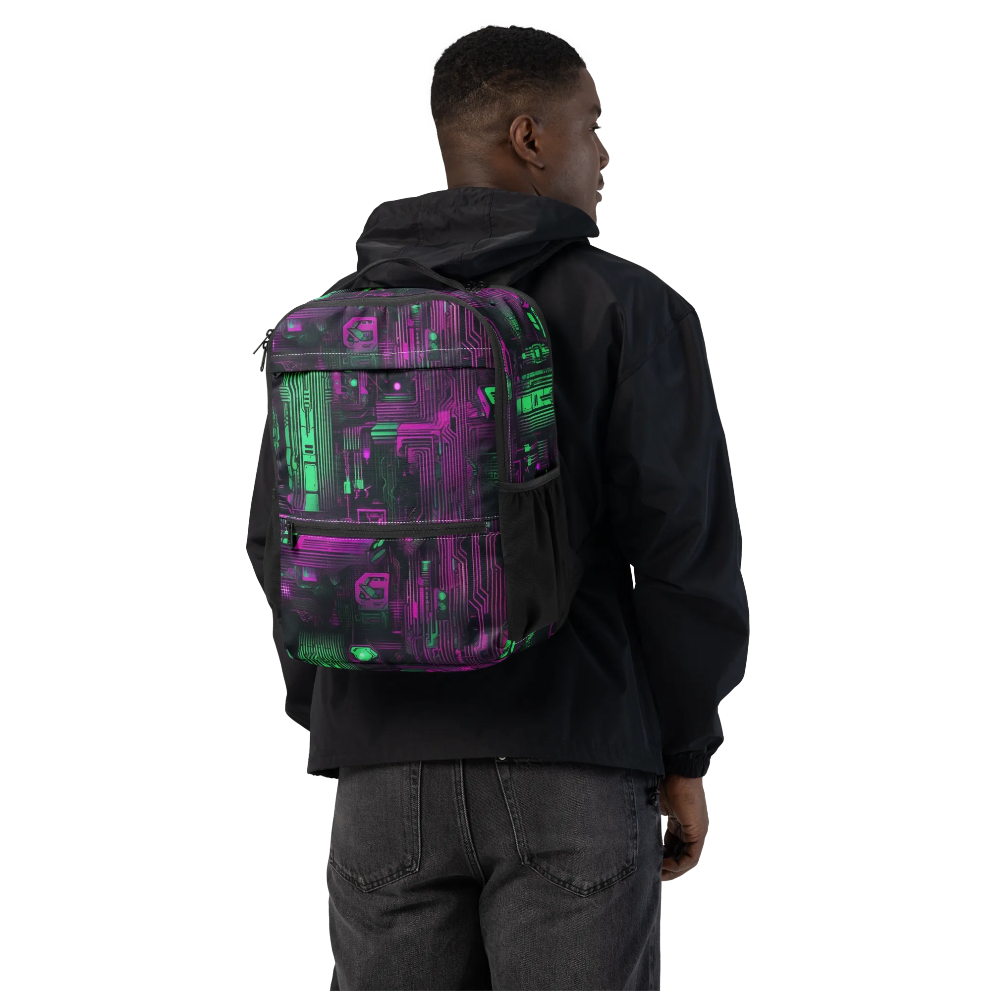 Synthwave Circuit on Utility Backpack — Back