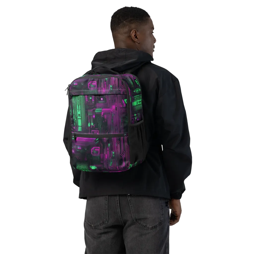 Synthwave Circuit on Utility Backpack — Back