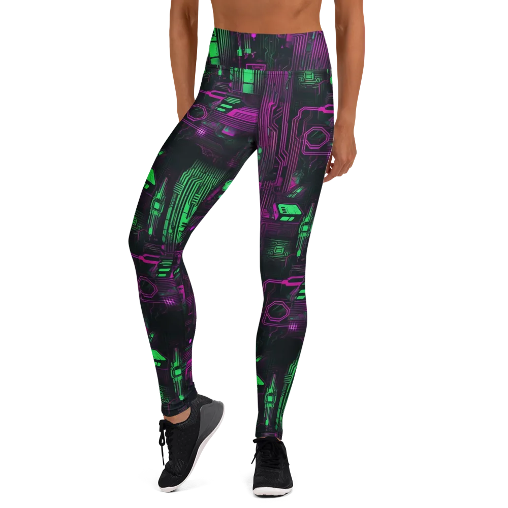 Synthwave Circuit on Yoga Leggings — Front