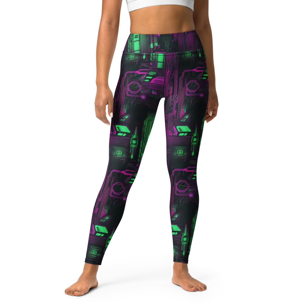 Synthwave Circuit on Yoga Leggings — Front