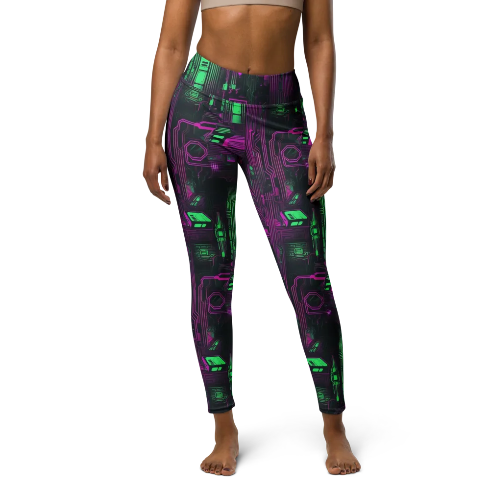 Synthwave Circuit on Yoga Leggings — Front