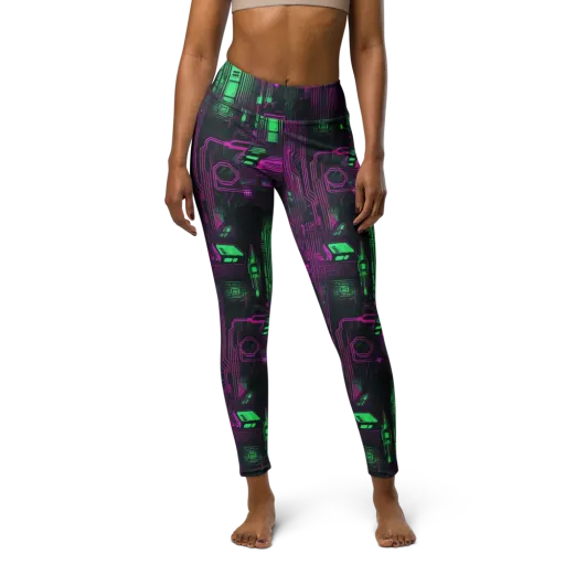 Synthwave Circuit on a Yoga Leggings