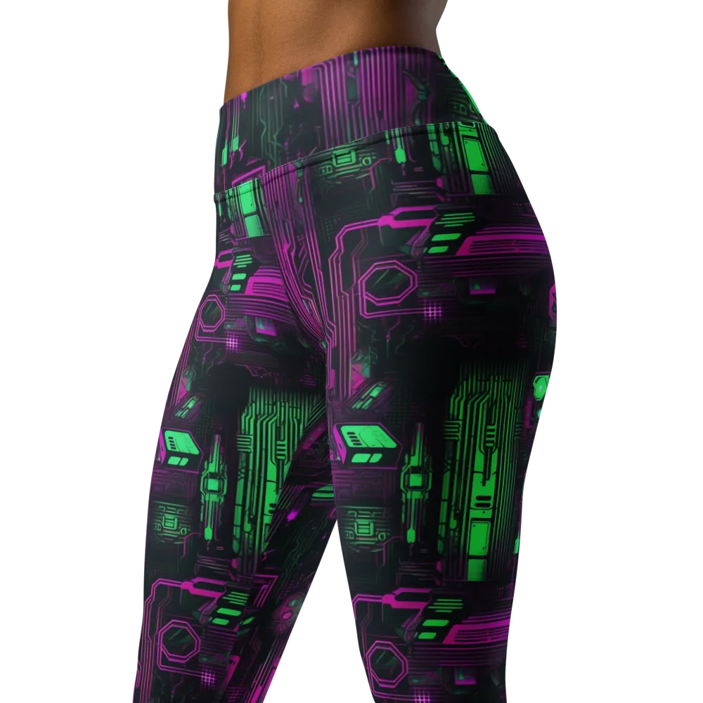 Synthwave Circuit on Yoga Leggings — Left Front