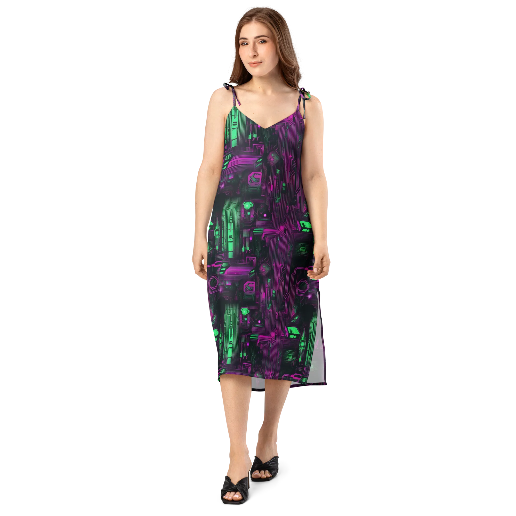 Synthwave Circuit on Slip Dress — Front