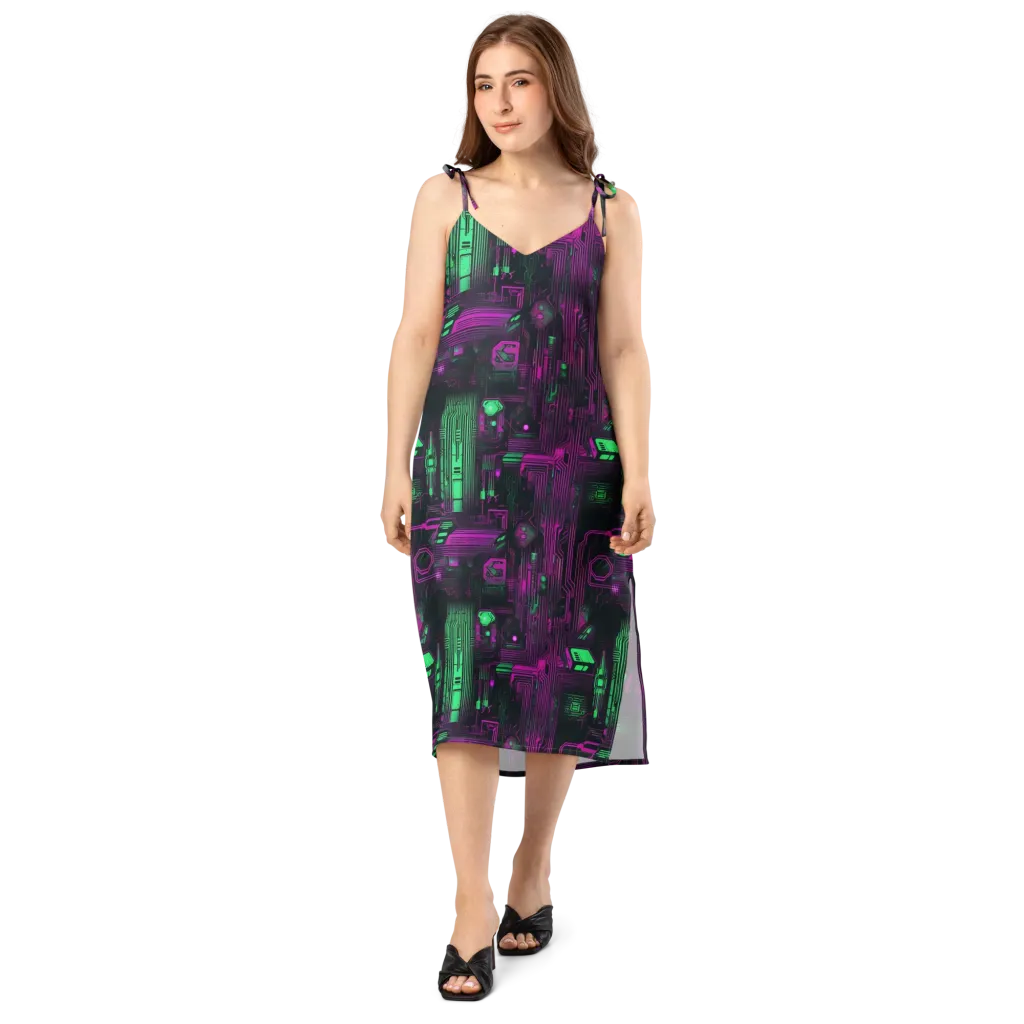 Synthwave Circuit on Slip Dress — Front