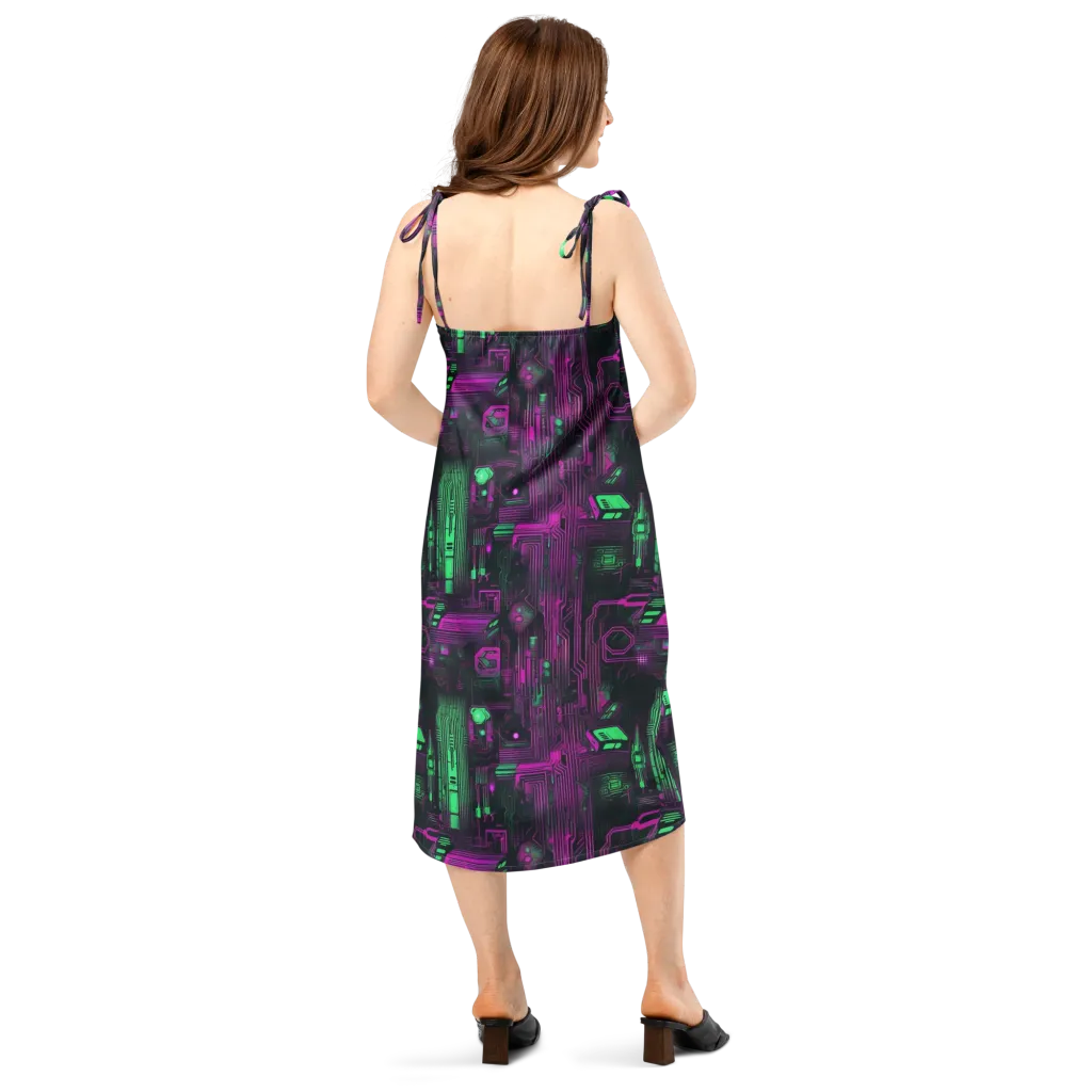 Synthwave Circuit on Slip Dress — Back