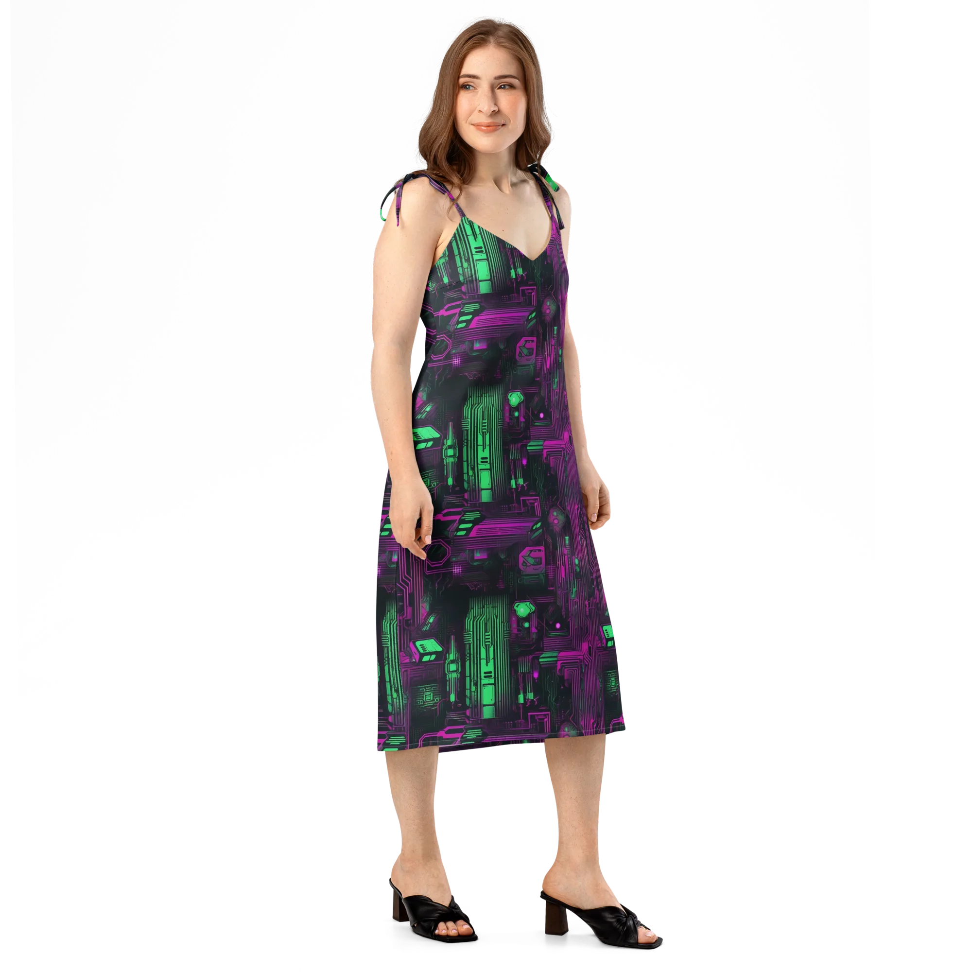 Synthwave Circuit on Slip Dress — Right Front
