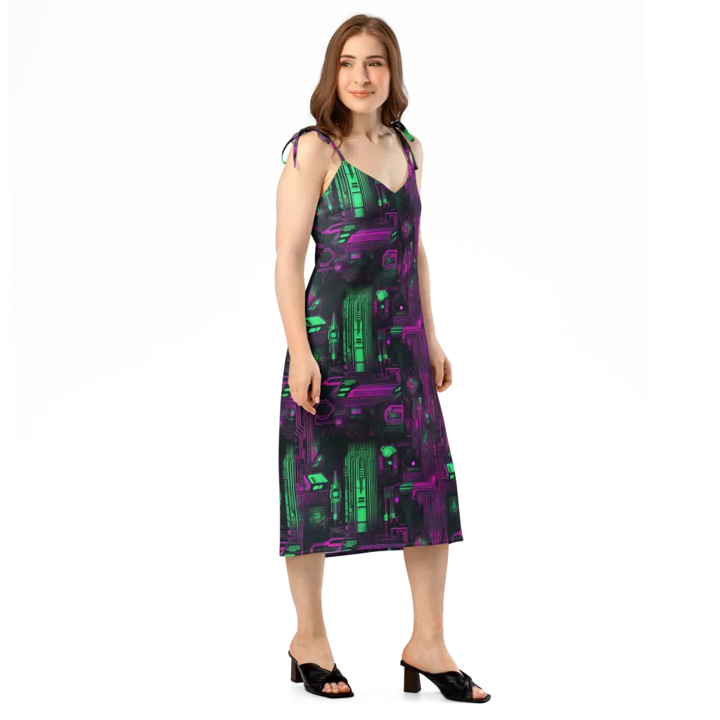 Synthwave Circuit on Slip Dress — Right Front