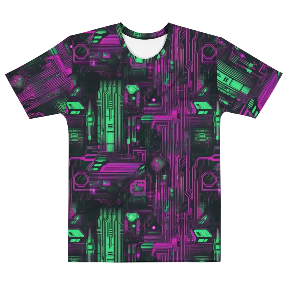 Synthwave Circuit on Men's Cotton Crew Neck T-Shirt — Front